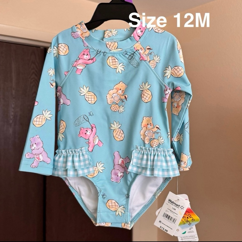 Character Baby Girl Long- Sleeve Ruffle Rash Guard Swimsuit, One-Piece